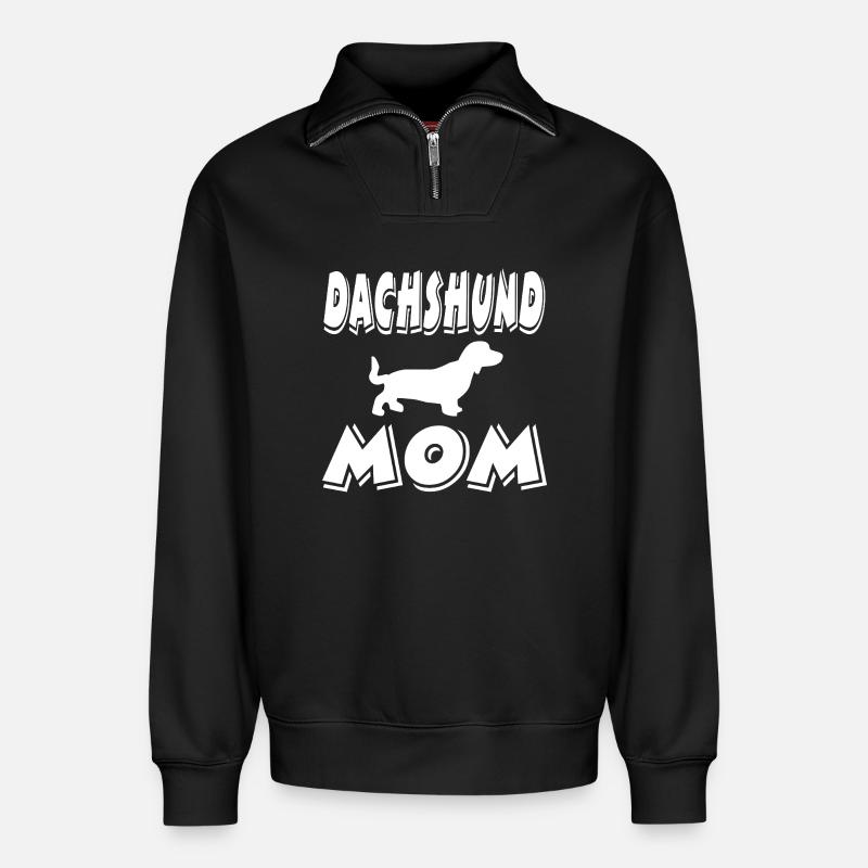 Dackel - Relaxed Unisex Organic Half Zip Sweatshirt – von SPREAD - Schwarz