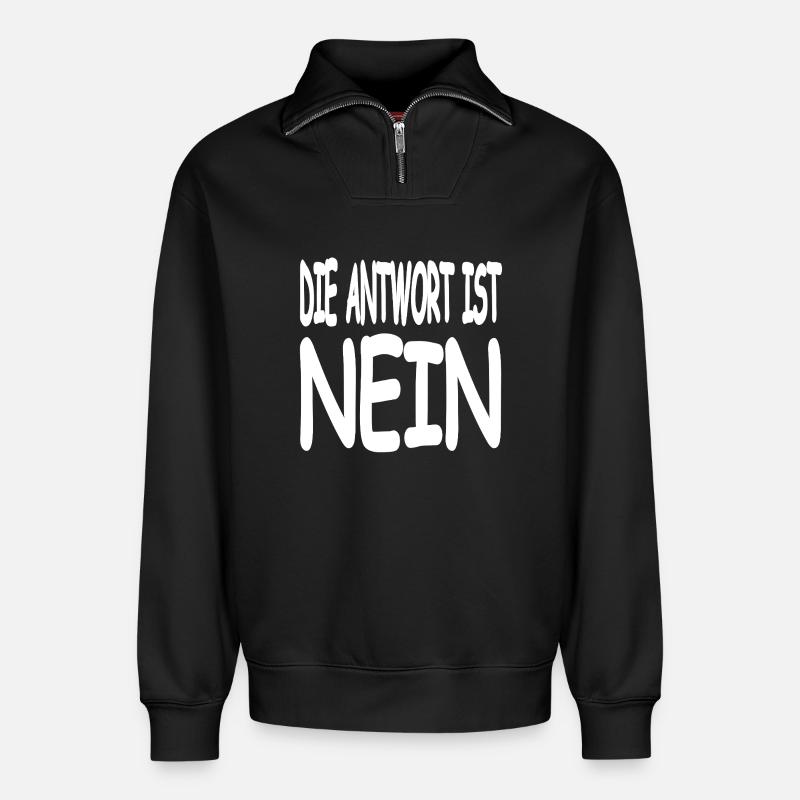 Nein - Relaxed Unisex Organic Half Zip Sweatshirt – von SPREAD - Schwarz
