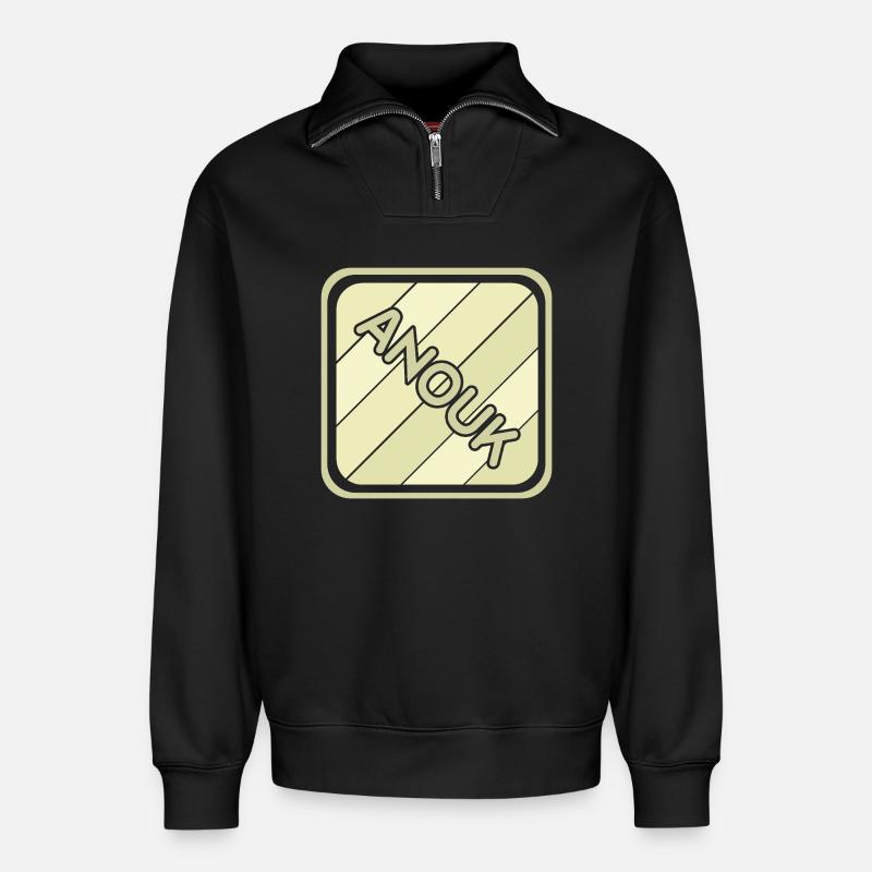 Anouk - Relaxed Unisex Organic Half Zip Sweatshirt – by SPREAD - black