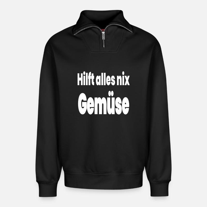 Gemüse - Relaxed Unisex Organic Half Zip Sweatshirt – von SPREAD - Schwarz