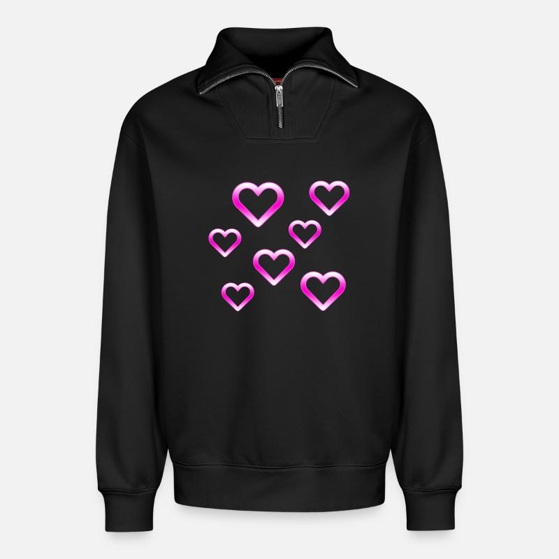 Herzen - Relaxed Unisex Organic Half Zip Sweatshirt – von SPREAD - Schwarz
