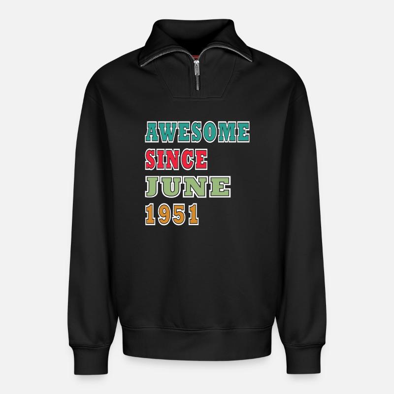 Retro 1951 Juni Layout - Relaxed Unisex Organic Half Zip Sweatshirt – von SPREAD - Schwarz
