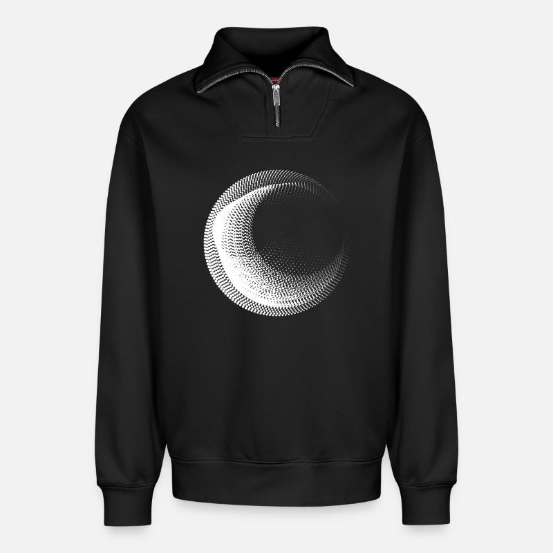 Conception de cercles points - Sweat unisexe décontracté en coton biologique à demi-zip – de SPREAD - noir