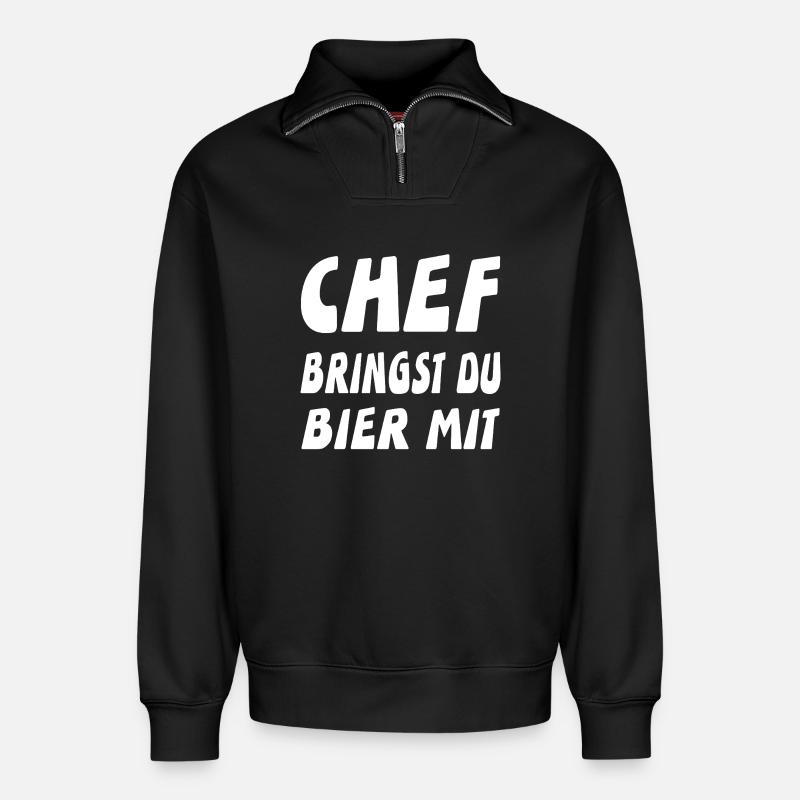Chef - Relaxed Unisex Organic Half Zip Sweatshirt – von SPREAD - Schwarz
