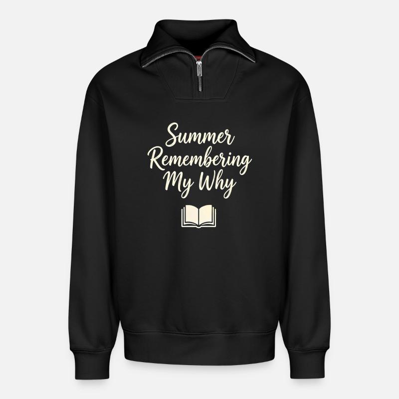 Summer Remembering My Why - Relaxed Unisex Organic Half Zip Sweatshirt – by SPREAD - black
