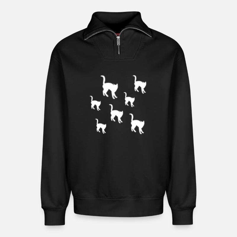 Katzen - Relaxed Unisex Organic Half Zip Sweatshirt – von SPREAD - Schwarz