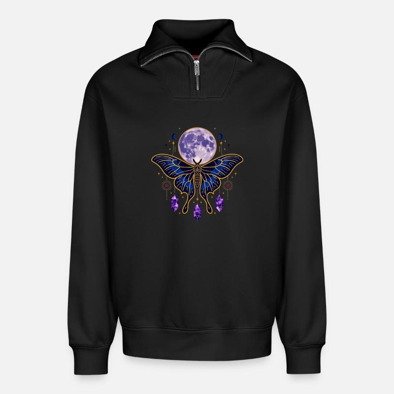 Mystical Celestial Tarot Card Aesthetic - Relaxed Unisex Organic Half Zip Sweatshirt – von SPREAD - Schwarz