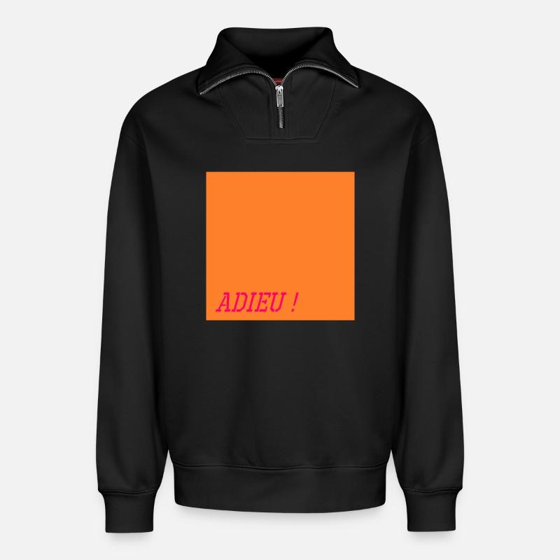 Mots d'adieu - Sweat unisexe décontracté en coton biologique à demi-zip – de SPREAD - noir