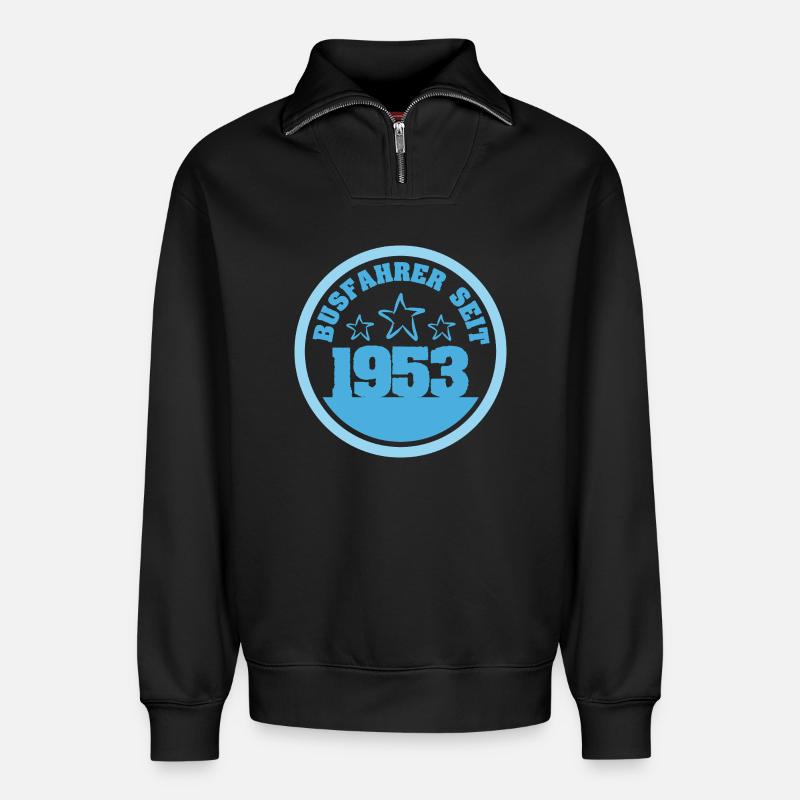 1953 - Sweat unisexe décontracté en coton biologique à demi-zip – de SPREAD - noir