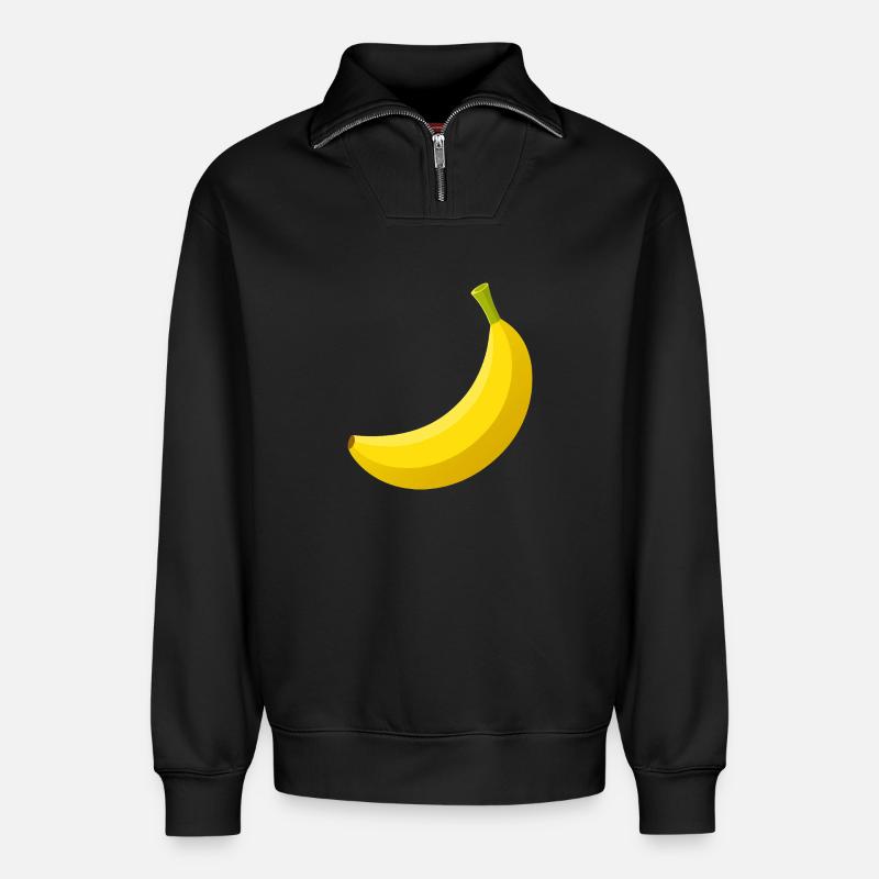 banana - Relaxed Unisex Organic Half Zip Sweatshirt – by SPREAD - black