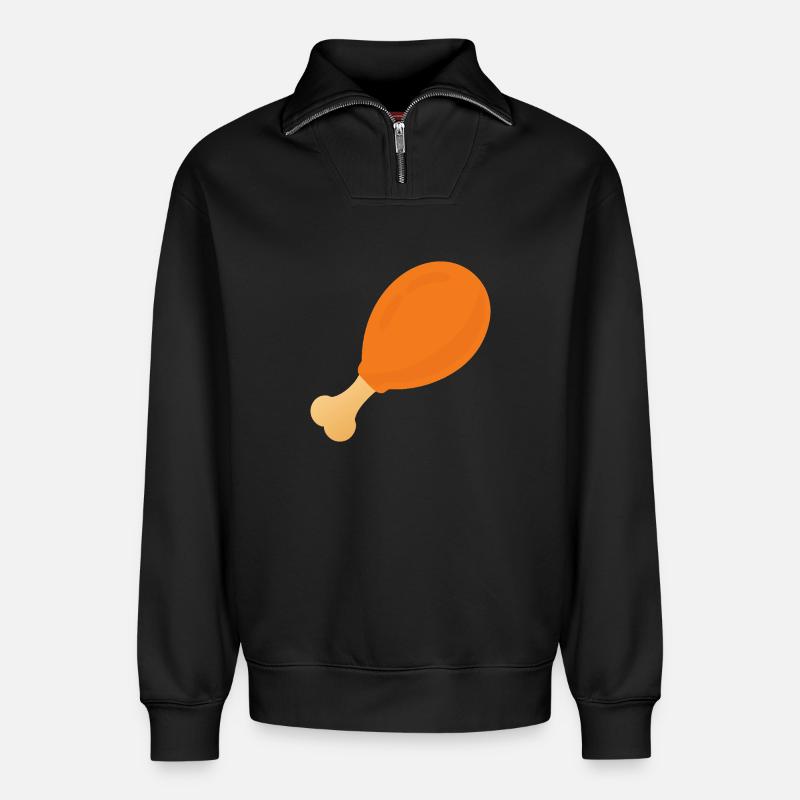 Pilon de poulet - Sweat unisexe décontracté en coton biologique à demi-zip – de SPREAD - noir