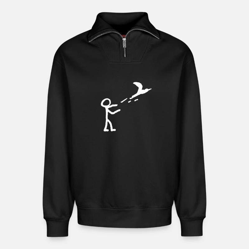 Let fly - Relaxed Unisex Organic Half Zip Sweatshirt – by SPREAD - black