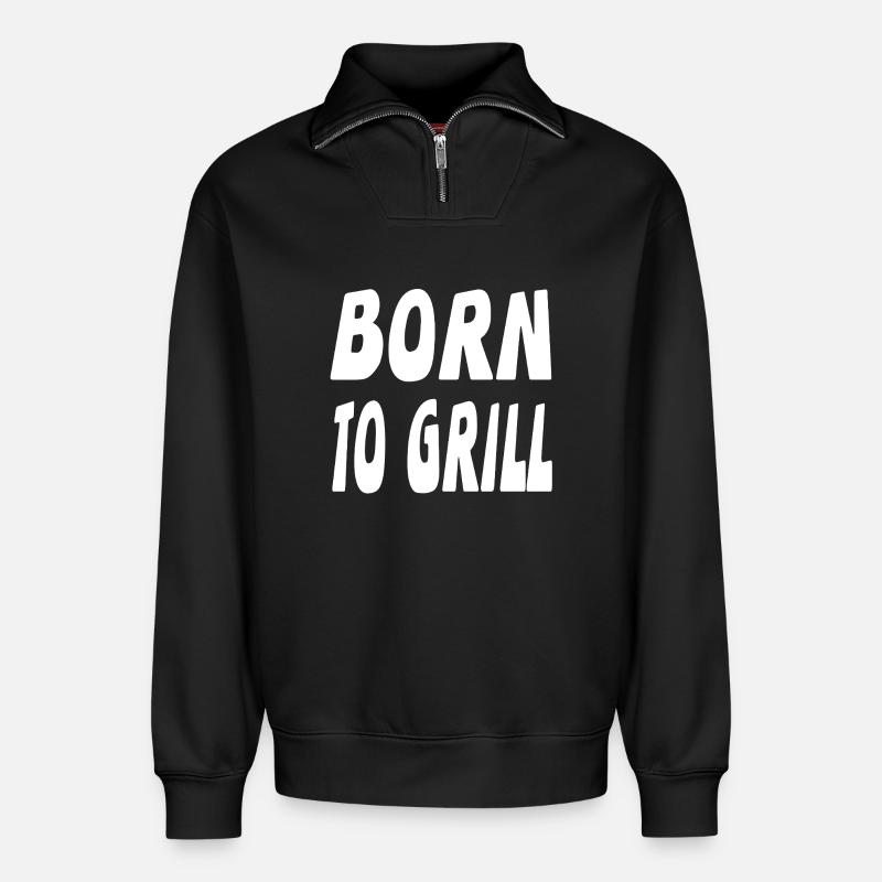 Grill - Relaxed Unisex Organic Half Zip Sweatshirt – by SPREAD - black