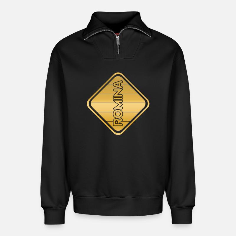 Romina als Ehefrau - Relaxed Unisex Organic Half Zip Sweatshirt – von SPREAD - Schwarz