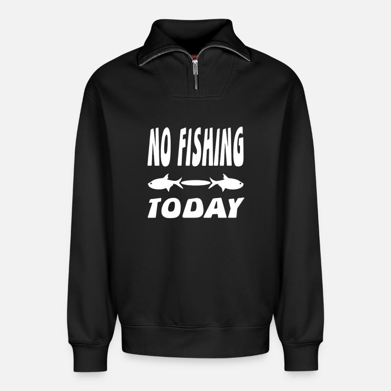 Angeln - Relaxed Unisex Organic Half Zip Sweatshirt – von SPREAD - Schwarz