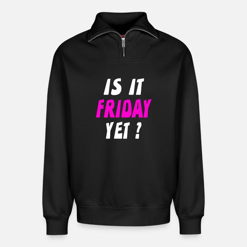 Friday - Relaxed Unisex Organic Half Zip Sweatshirt – by SPREAD - black