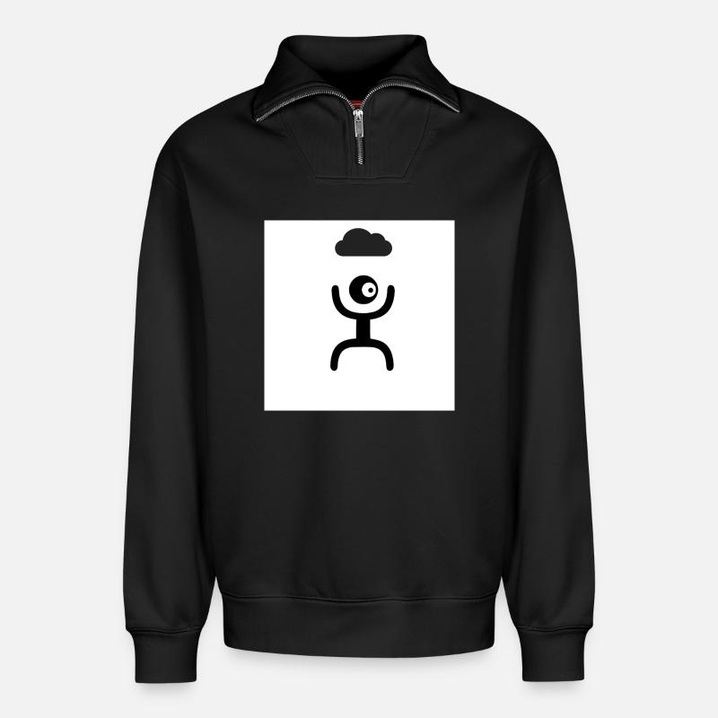 cloudy - Relaxed Unisex Organic Half Zip Sweatshirt – by SPREAD - black