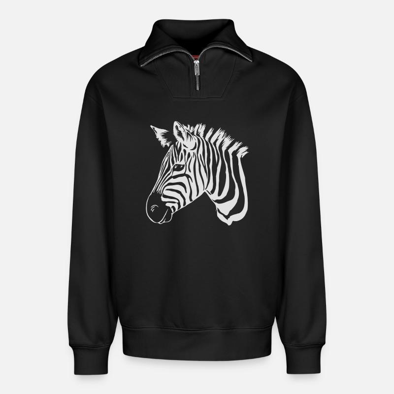 zebra light - Relaxed Unisex Organic Half Zip Sweatshirt – von SPREAD - Schwarz