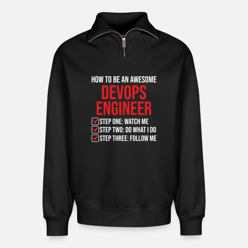 DevOps Engineer Motivation Quote T-Shirt - Relaxed Unisex Organic Half Zip Sweatshirt – by SPREAD - black