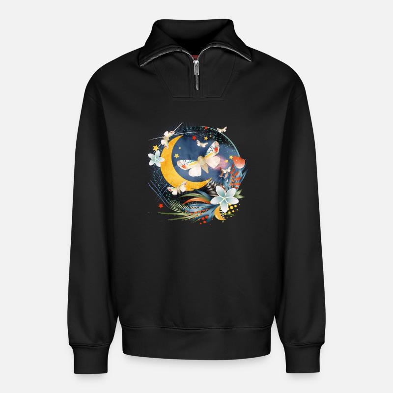 seltene exotische Schmetterlinge im Mondschein - Relaxed Unisex Organic Half Zip Sweatshirt – von SPREAD - Schwarz