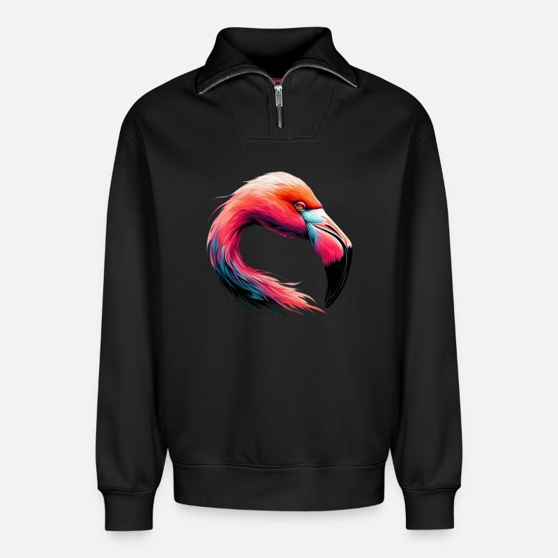 Flamant - Sweat unisexe décontracté en coton biologique à demi-zip – de SPREAD - noir