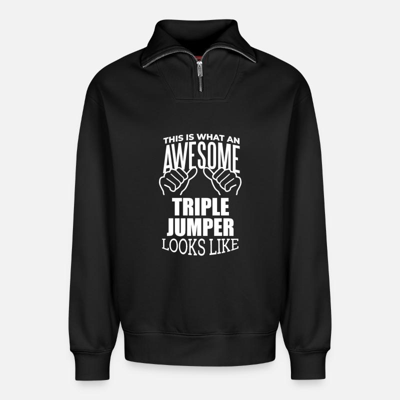 Dreisprung - Relaxed Unisex Organic Half Zip Sweatshirt – von SPREAD - Schwarz
