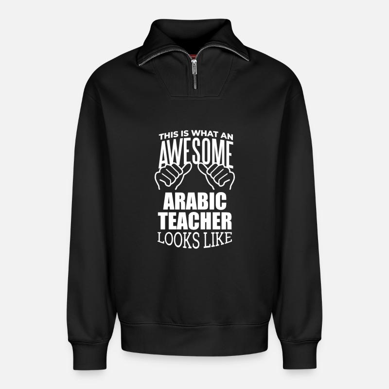 Arabisch - Relaxed Unisex Organic Half Zip Sweatshirt – von SPREAD - Schwarz