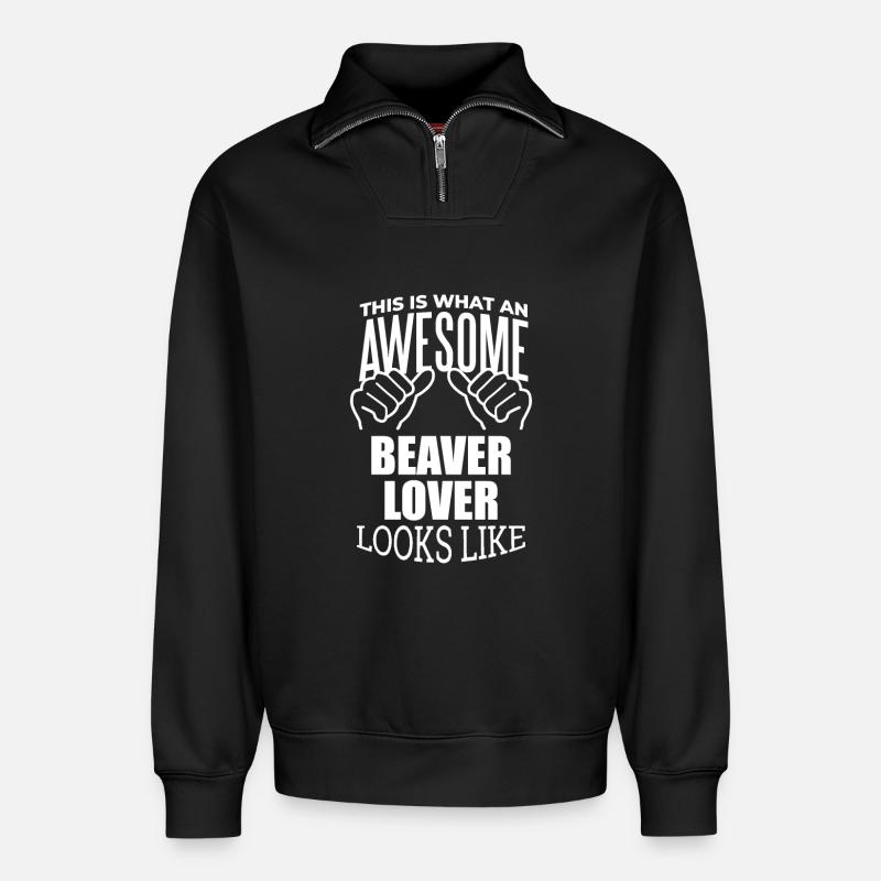 Castor - Sweat unisexe décontracté en coton biologique à demi-zip – de SPREAD - noir