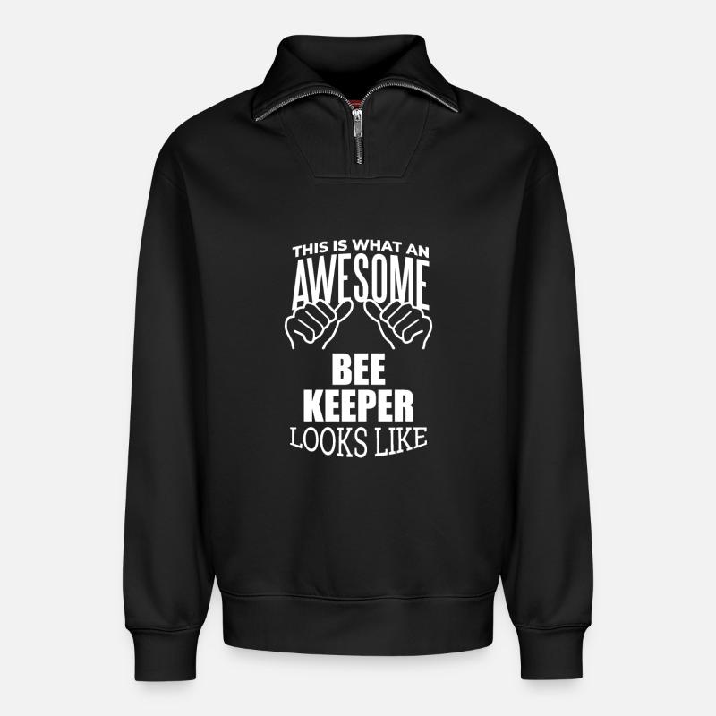 Imker - Relaxed Unisex Organic Half Zip Sweatshirt – von SPREAD - Schwarz