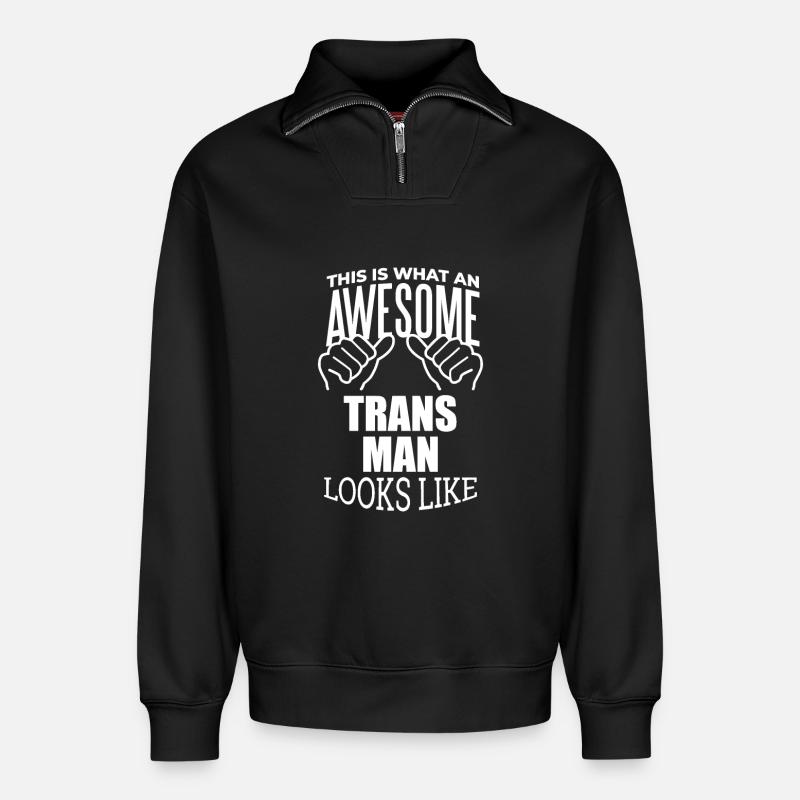 Trans Mann - Relaxed Unisex Organic Half Zip Sweatshirt – von SPREAD - Schwarz