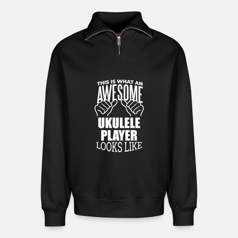 Ukulele - Relaxed Unisex Organic Half Zip Sweatshirt – von SPREAD - Schwarz
