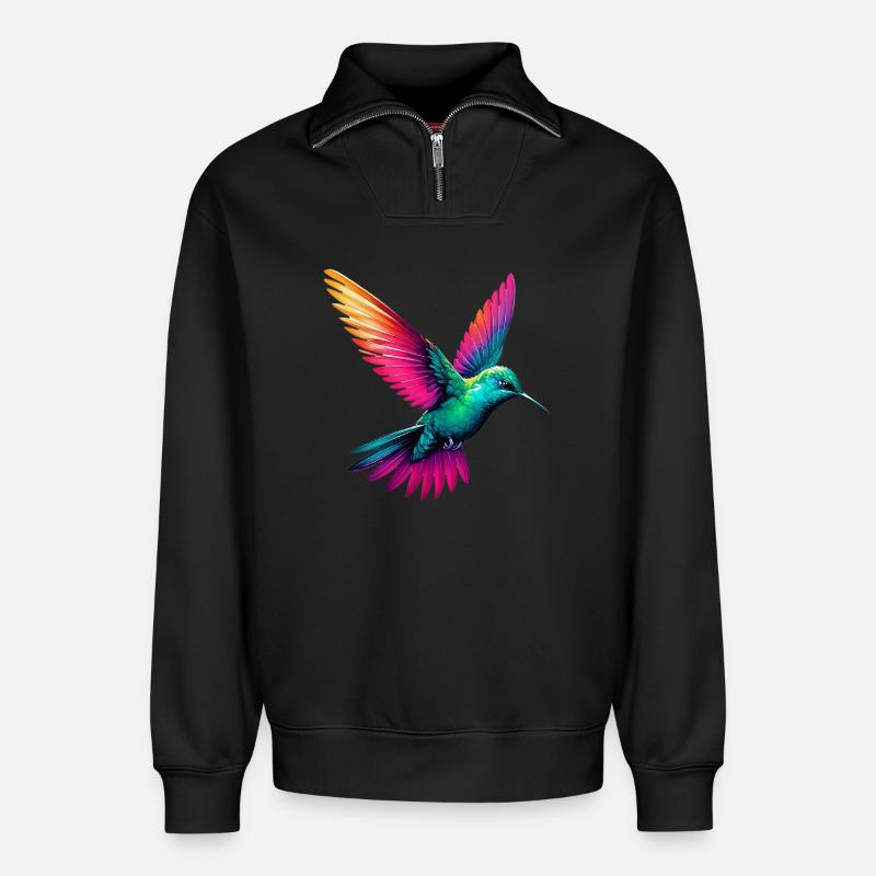 Kolibri - Relaxed Unisex Organic Half Zip Sweatshirt – von SPREAD - Schwarz