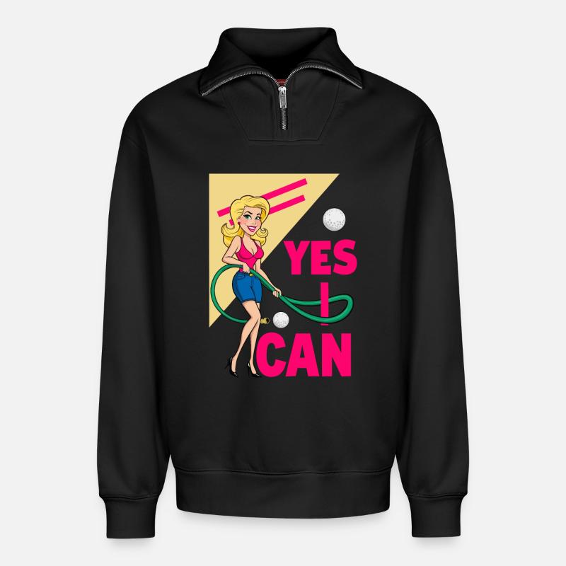 Golfball und Gartenschlauch - Relaxed Unisex Organic Half Zip Sweatshirt – von SPREAD - Schwarz