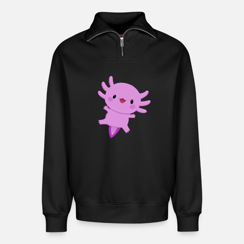 Axolotl - Relaxed Unisex Organic Half Zip Sweatshirt – von SPREAD - Schwarz