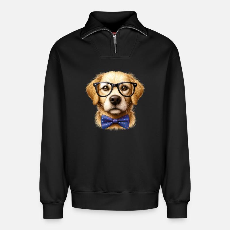 Hund - Relaxed Unisex Organic Half Zip Sweatshirt – von SPREAD - Schwarz