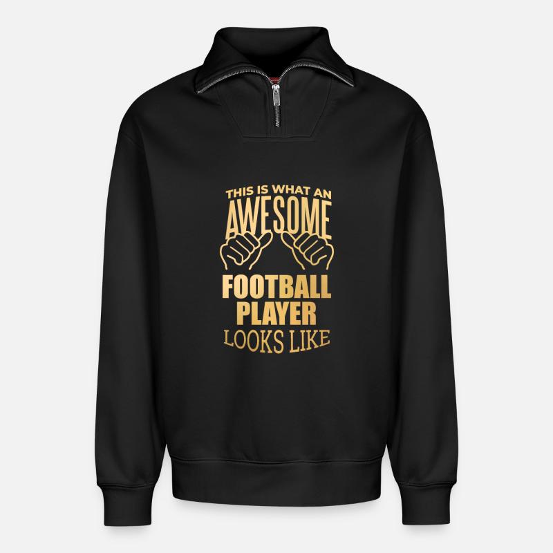 Fußball - Relaxed Unisex Organic Half Zip Sweatshirt – von SPREAD - Schwarz