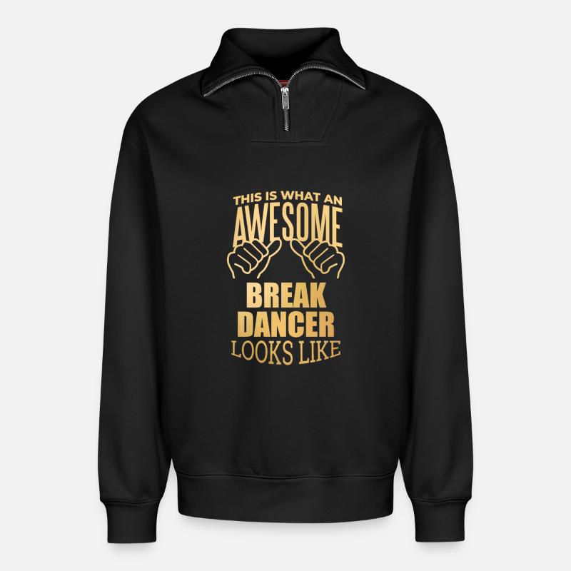 breakdancer - Sweat unisexe décontracté en coton biologique à demi-zip – de SPREAD - noir