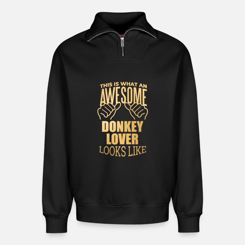Esel - Relaxed Unisex Organic Half Zip Sweatshirt – von SPREAD - Schwarz
