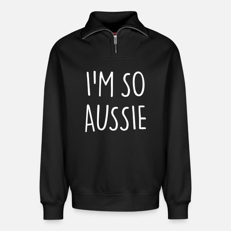 I'M SO AUSSIE Australien - Relaxed Unisex Organic Half Zip Sweatshirt – von SPREAD - Schwarz