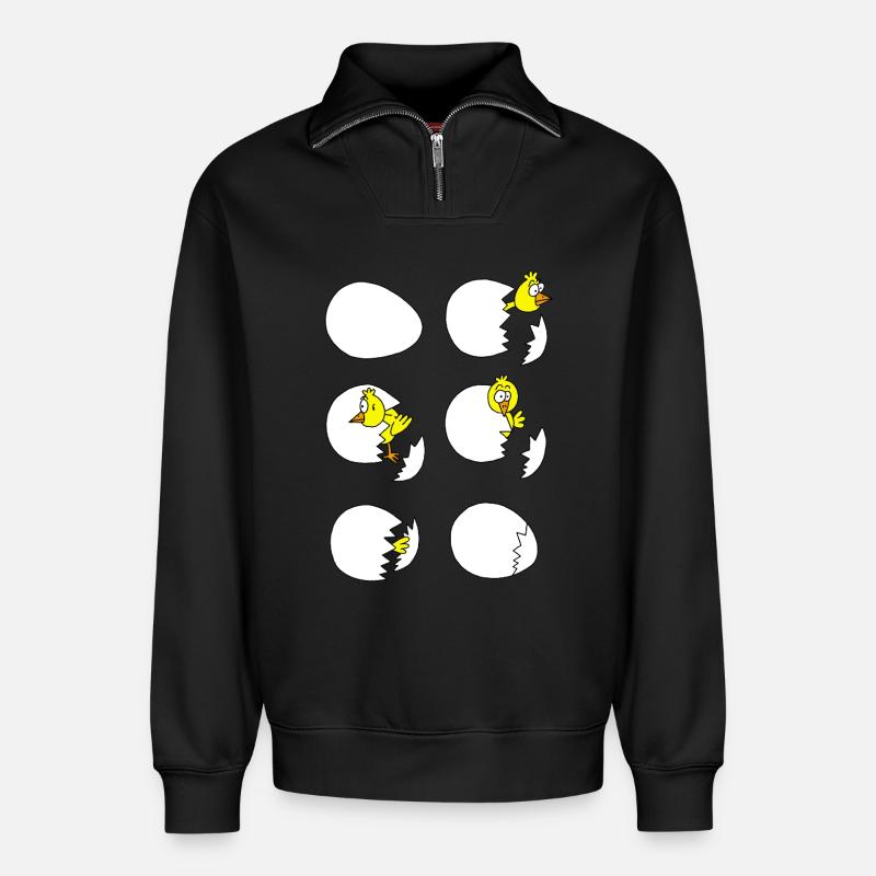 Das Küken - Relaxed Unisex Organic Half Zip Sweatshirt – von SPREAD - Schwarz