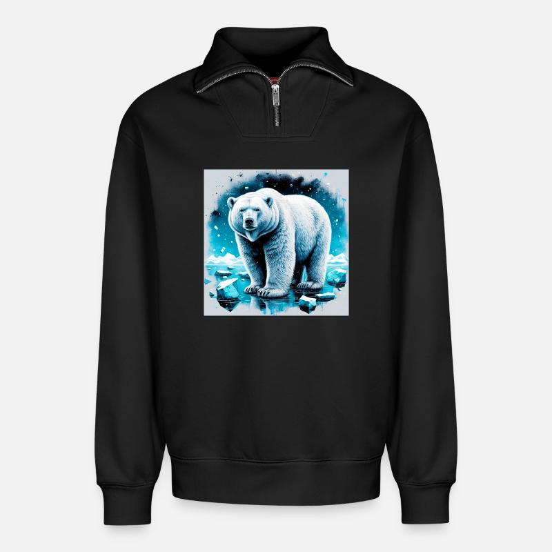 Eisbär - Relaxed Unisex Organic Half Zip Sweatshirt – von SPREAD - Schwarz