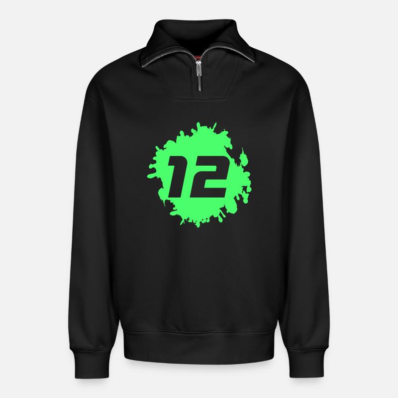 Neon 12 Spritzer - Relaxed Unisex Organic Half Zip Sweatshirt – von SPREAD - Schwarz