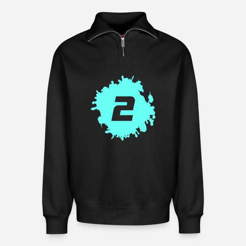 Neon Aqua 2 Splash - Relaxed Unisex Organic Half Zip Sweatshirt – von SPREAD - Schwarz