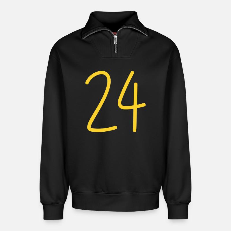 24 - Relaxed Unisex Organic Half Zip Sweatshirt – von SPREAD - Schwarz