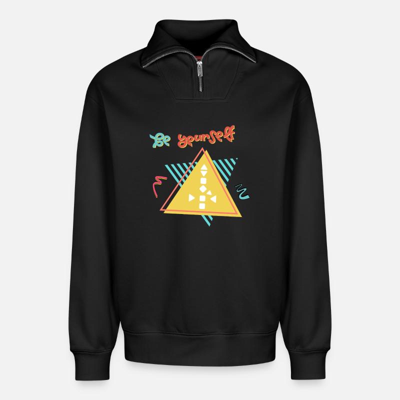 Be Yourself  - Relaxed Unisex Organic Half Zip Sweatshirt – von SPREAD - Schwarz
