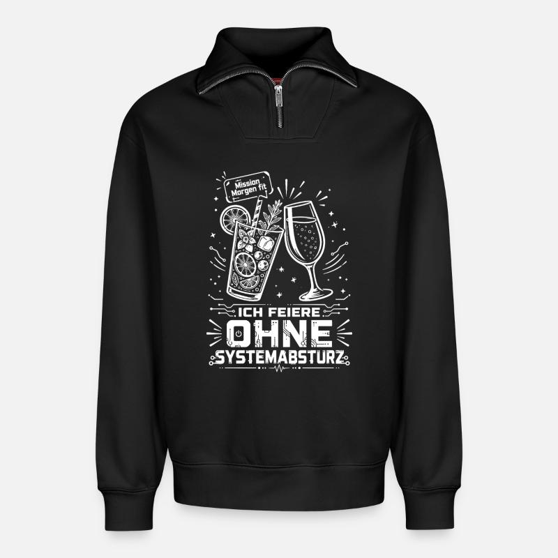 Ich feiere ohne Systemabsturz - Relaxed Unisex Organic Half Zip Sweatshirt – von SPREAD - Schwarz