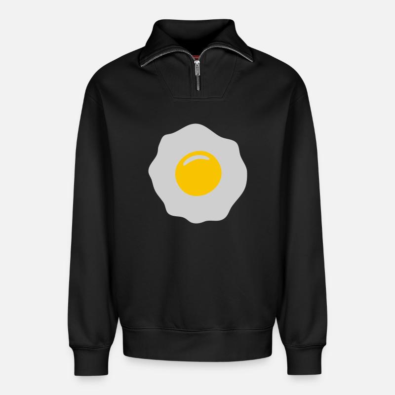 egg ei spiegelei - Relaxed Unisex Organic Half Zip Sweatshirt – von SPREAD - Schwarz