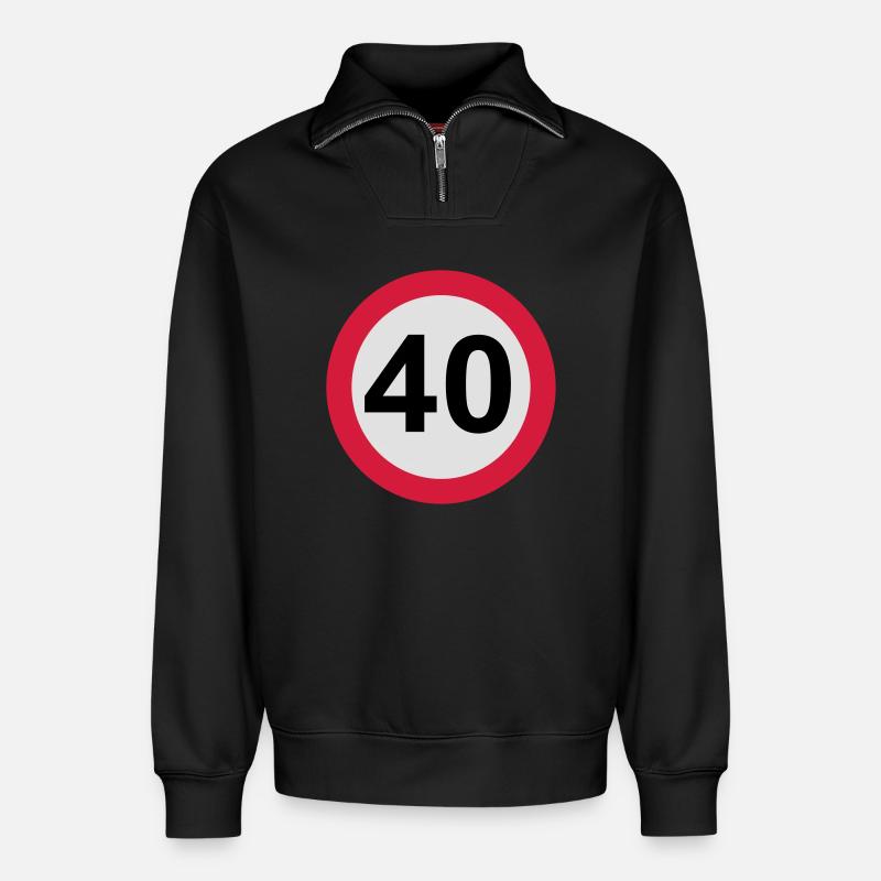 40 ans - Sweat unisexe décontracté en coton biologique à demi-zip – de SPREAD - noir
