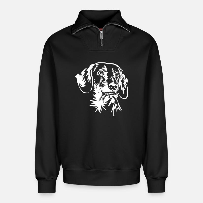 Dackel Kopf "Black Edition" - Relaxed Unisex Organic Half Zip Sweatshirt – von SPREAD - Schwarz