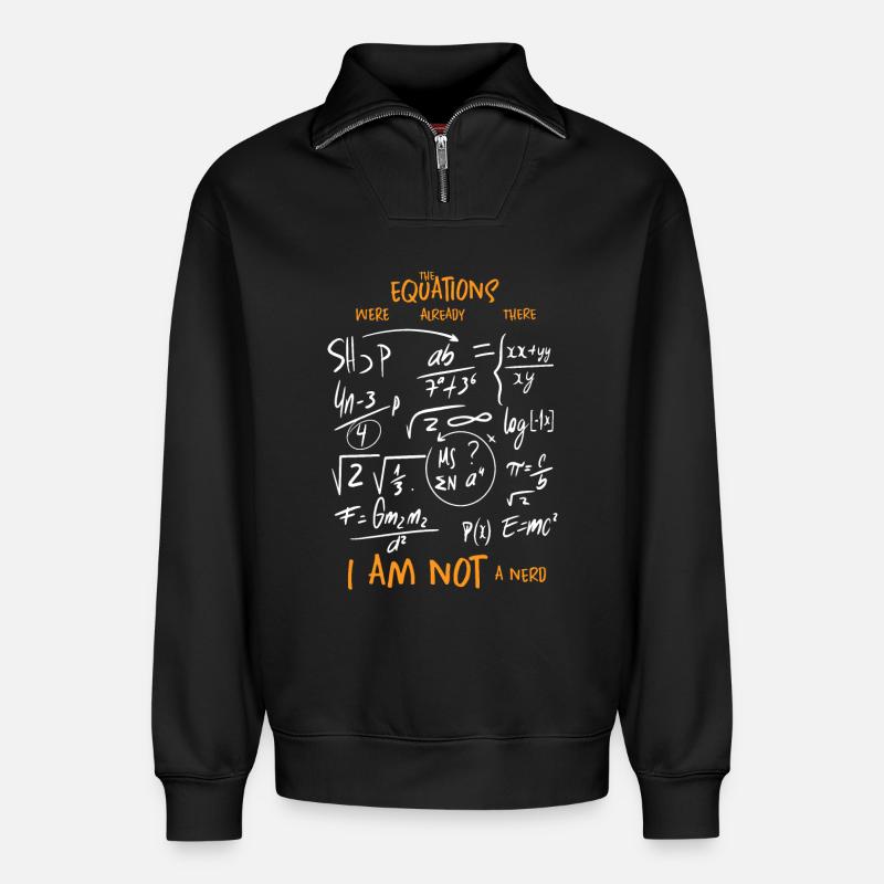Mathematics equations - Relaxed Unisex Organic Half Zip Sweatshirt – by SPREAD - black